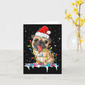 Pug Christmas Tree Lights Santa Dog Xmas  Kaart (Gele Bloem)