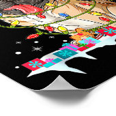 Pug Christmas Tree Lights Santa Dog Xmas  Poster (Hoek)