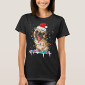 Pug Christmas Tree Lights Santa Dog Xmas  T-shirt (Voorkant)