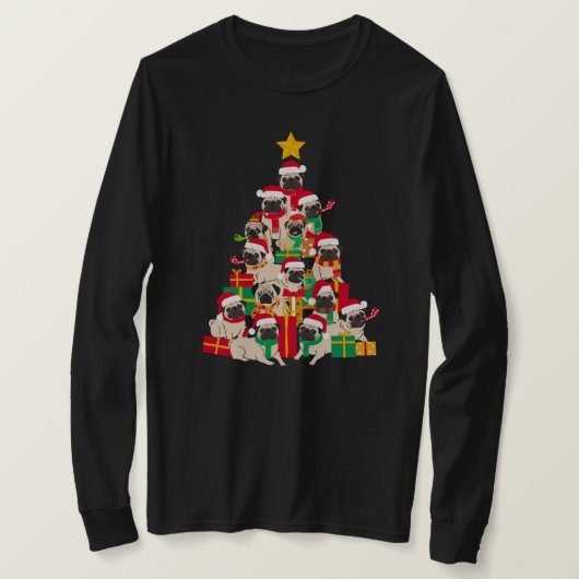 Pug Christmas Tree T-shirt (Design voorkant)