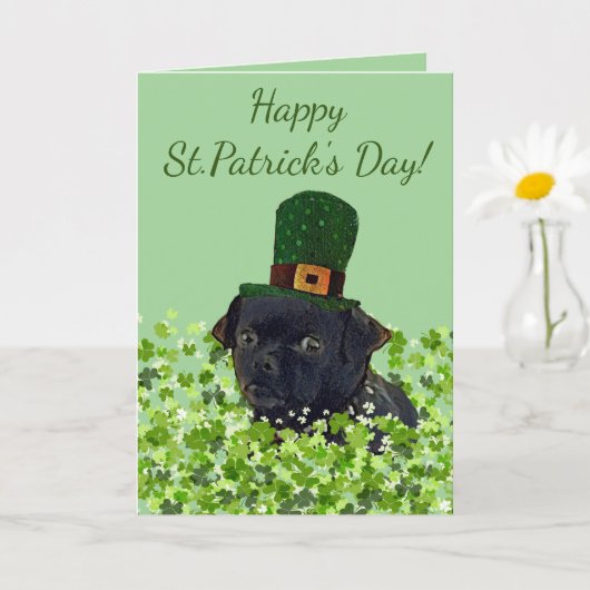 Pug Chug Dog St. Patrick's Day Kaart (Kleine Plant)