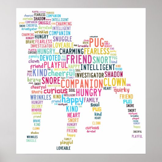 Pug Cloud Poster (Voorkant)