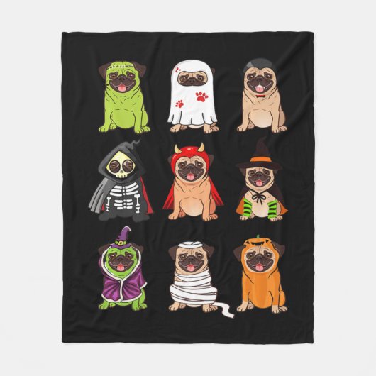 Pug Collectie Happy Pugoween Halloween Spooky Cos Fleece Deken (Voorkant)
