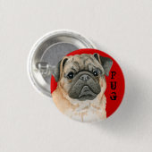 Pug Color Block Ronde Button 3,2 Cm (Voorkant /achterkant)