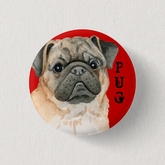 Pug Color Block Ronde Button 3,2 Cm (Voorkant)