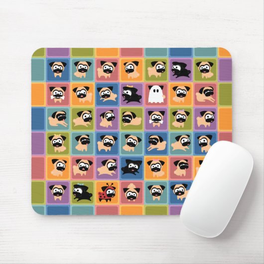 Pug Color Square Mousepad Muismat (Met muis)