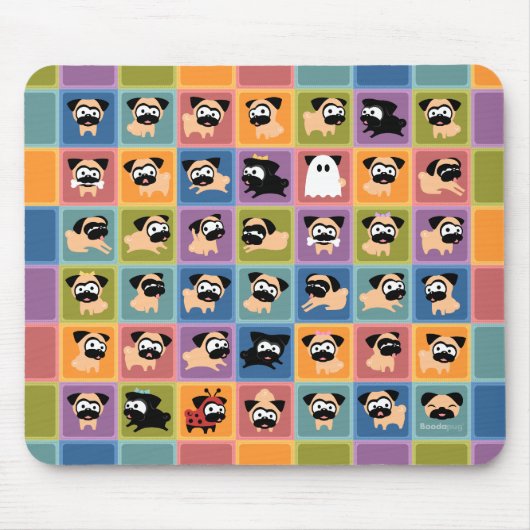 Pug Color Square Mousepad Muismat (Voorkant)