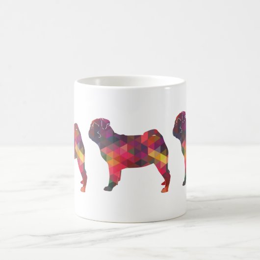 Pug Colorful Geometric Pattern Silhouette Koffiemok (Center)