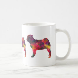 Pug Colorful Geometric Pattern Silhouette Koffiemok
