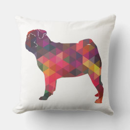 Pug Colorful Geometric Pattern Silhouette Kussen