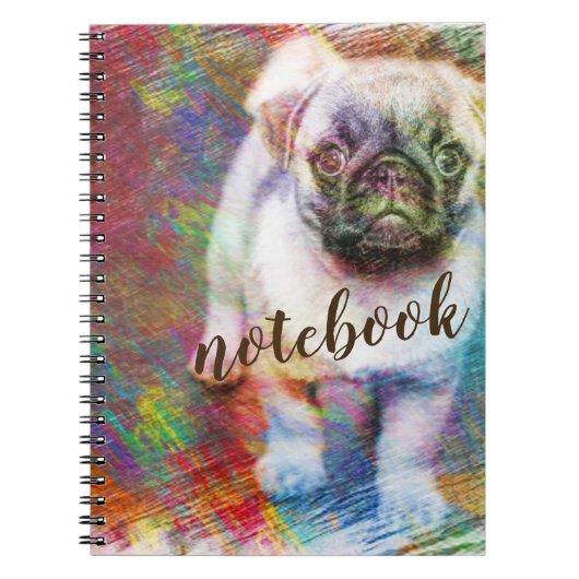 Pug Colorful Sketch Notitieboek (Voorkant)