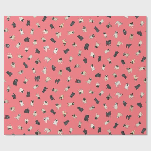 Pug Confetti - rode rol Cadeaupapier (Vlak)