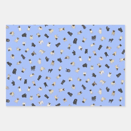 Pug Confetti - roze, blauw, munt aqua Inpakpapier Vel (Voorkant 3)