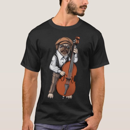 Pug Contrabas Speler T-shirt (Voorkant)