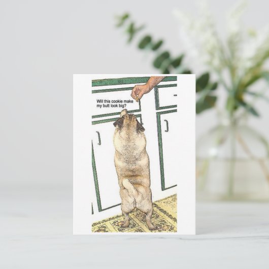 Pug Cookie Butt Briefkaart (Staand voorkant)