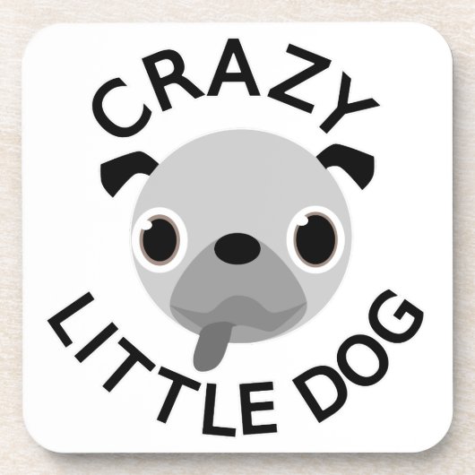 Pug Crazy Little Dog Bier Onderzetter (Voorkant)