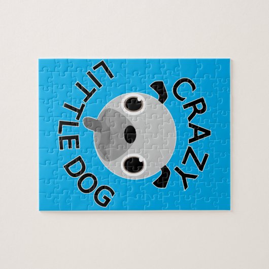 Pug Crazy Little Dog op Blue Legpuzzel (Horizontaal)