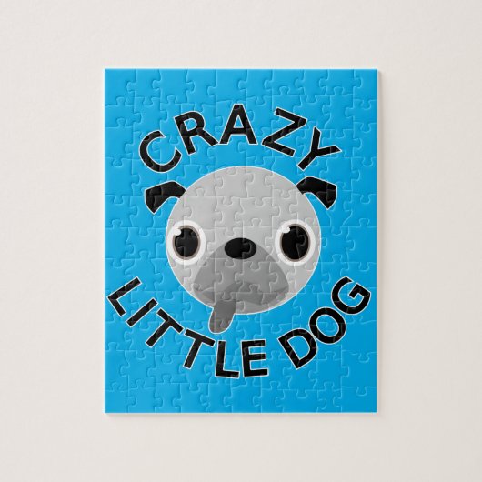 Pug Crazy Little Dog op Blue Legpuzzel (Verticaal)