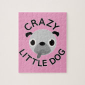 Pug Crazy Little Dog op roze Legpuzzel (Verticaal)