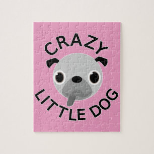 Pug Crazy Little Dog op roze Legpuzzel