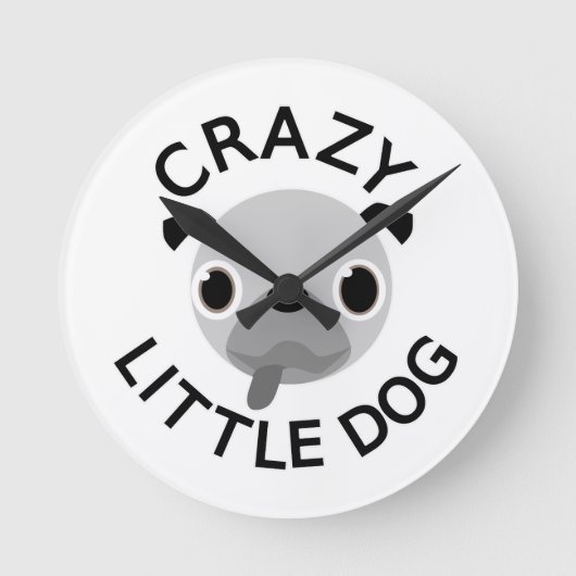 Pug Crazy Little Dog Ronde Klok (Voorkant)