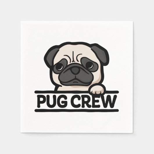 PUG CREW - Grappig & Schattige Pug Lover Gift Servet (Voorkant)