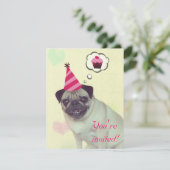 Pug Cupcake Uitnodiging (Staand voorkant)