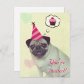 Pug Cupcake Uitnodiging (Voorkant / Achterkant)