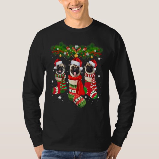Pug Cute in Socks-kerstkerstkerstkerstkerstkerstke T-shirt (Voorkant)