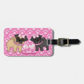 Pug Cuties Roze Strepen en Pootjes - Aanpassen Bagagelabel (Voorkant horizontaal)