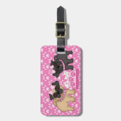 Pug Cuties Roze Strepen en Pootjes - Aanpassen Bagagelabel (Voorkant verticaal)