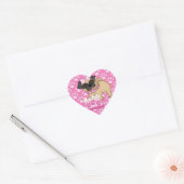 Pug Cuties roze strepen en poten Hart Sticker (Envelop)