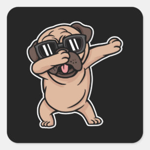 Pug Dabbing Dog Vierkante Sticker