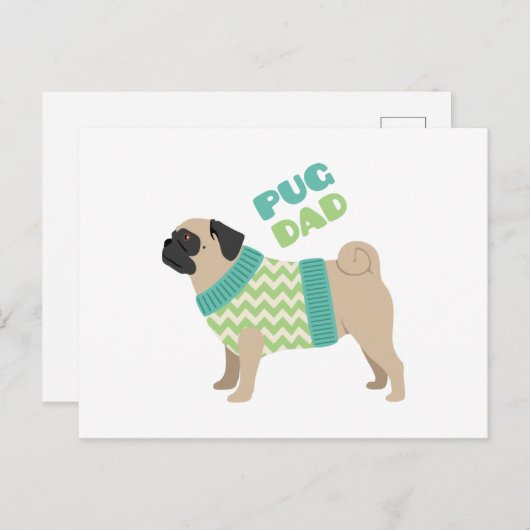 Pug Dad Briefkaart (Voorkant / Achterkant)