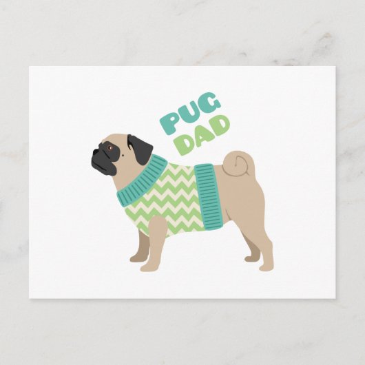 Pug Dad Briefkaart (Voorkant)