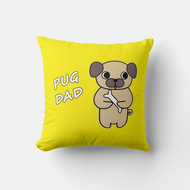 PUG DAD - Felgeel Kussen (Voorkant)