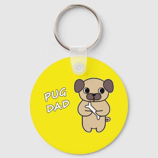 PUG DAD - Felgeel Sleutelhanger (Voorkant)