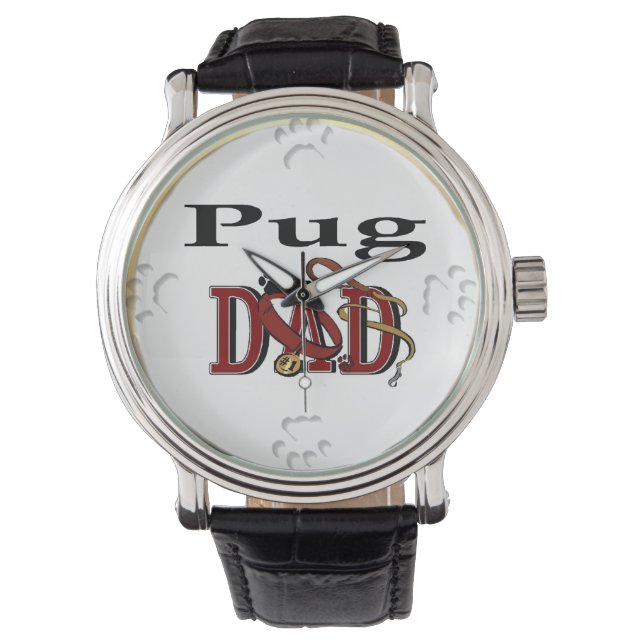 Pug Dad Gifts Horloge (Voorkant)