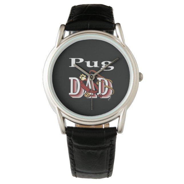 Pug Dad Gifts Horloge (Voorkant)