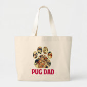 Pug Dad Hondenliefhebbers Vaderdag T-shirt Grote Tote Bag (Voorkant)