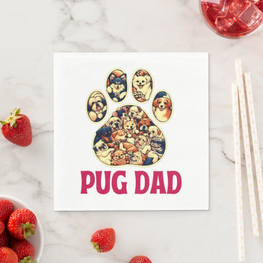 Pug Dad Hondenliefhebbers Vaderdag T-shirt Servet (Insitu)