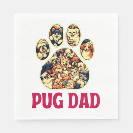 Pug Dad Hondenliefhebbers Vaderdag T-shirt Servet