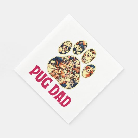 Pug Dad Hondenliefhebbers Vaderdag T-shirt Servet (Hoek)