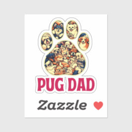 Pug Dad Hondenliefhebbers Vaderdag T-shirt Sticker