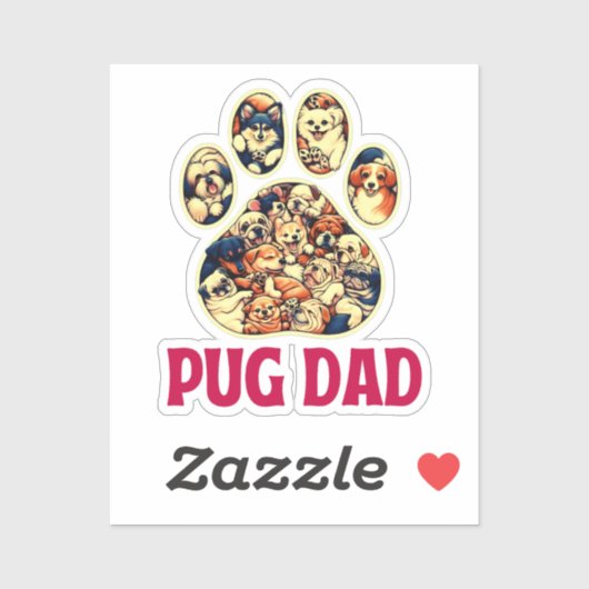 Pug Dad Hondenliefhebbers Vaderdag T-shirt Sticker (Vel)