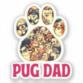 Pug Dad Hondenliefhebbers Vaderdag T-shirt Sticker (Voorkant)