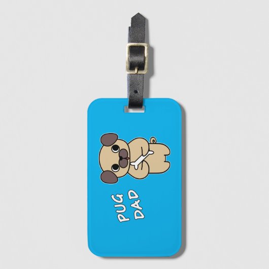 PUG DAD - Sky Blue Bagagelabel (Voorkant (verticaal))