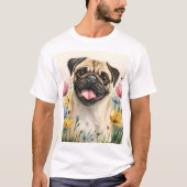 Pug Dad T-Shirt – Watercolor (Voorkant)
