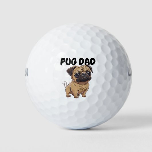 Pug Dad Vaderdag Golfballen (Voorkant)