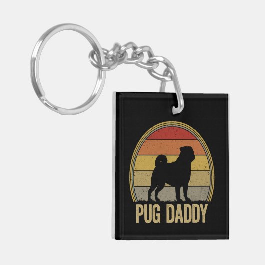 Pug Daddy Funny Pug Dad Sleutelhanger (Voorkant Links)